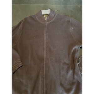 Eddie Bauer Men's Brown Full Zip Ribbed Cotton‎ Sweater XL